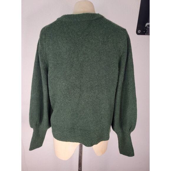 Madewell Sweater Womens Medium Dashwood Ballon Sleeves Green Coziest Yarn K5429 - Picture 6 of 10